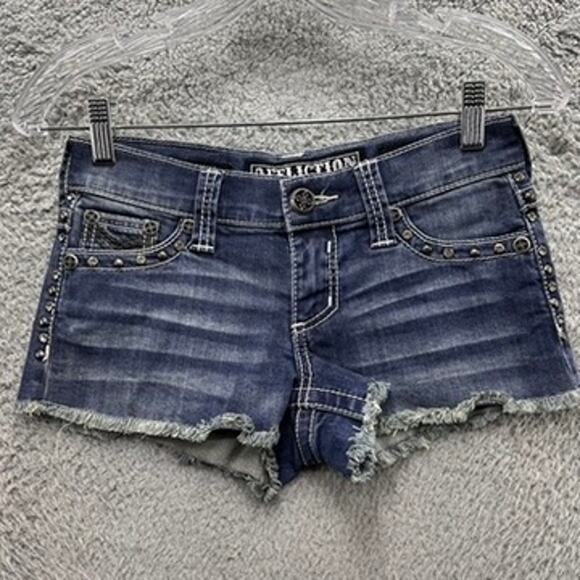 Affliction Vikki Size 26 Cutoff Shorts Rhinestones Embellished Pockets Cowgirl - Picture 1 of 10